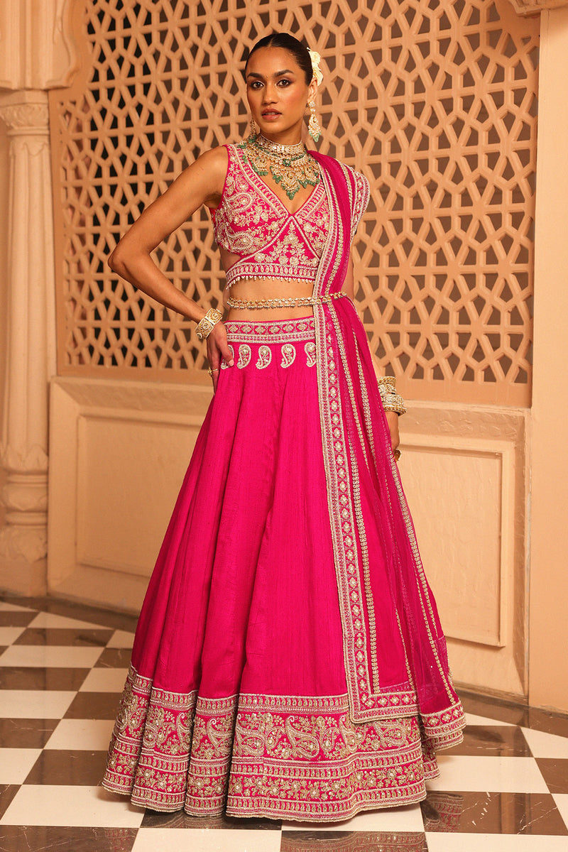 Ilma - Hotpink Lehenga with Blouse and Dupatta