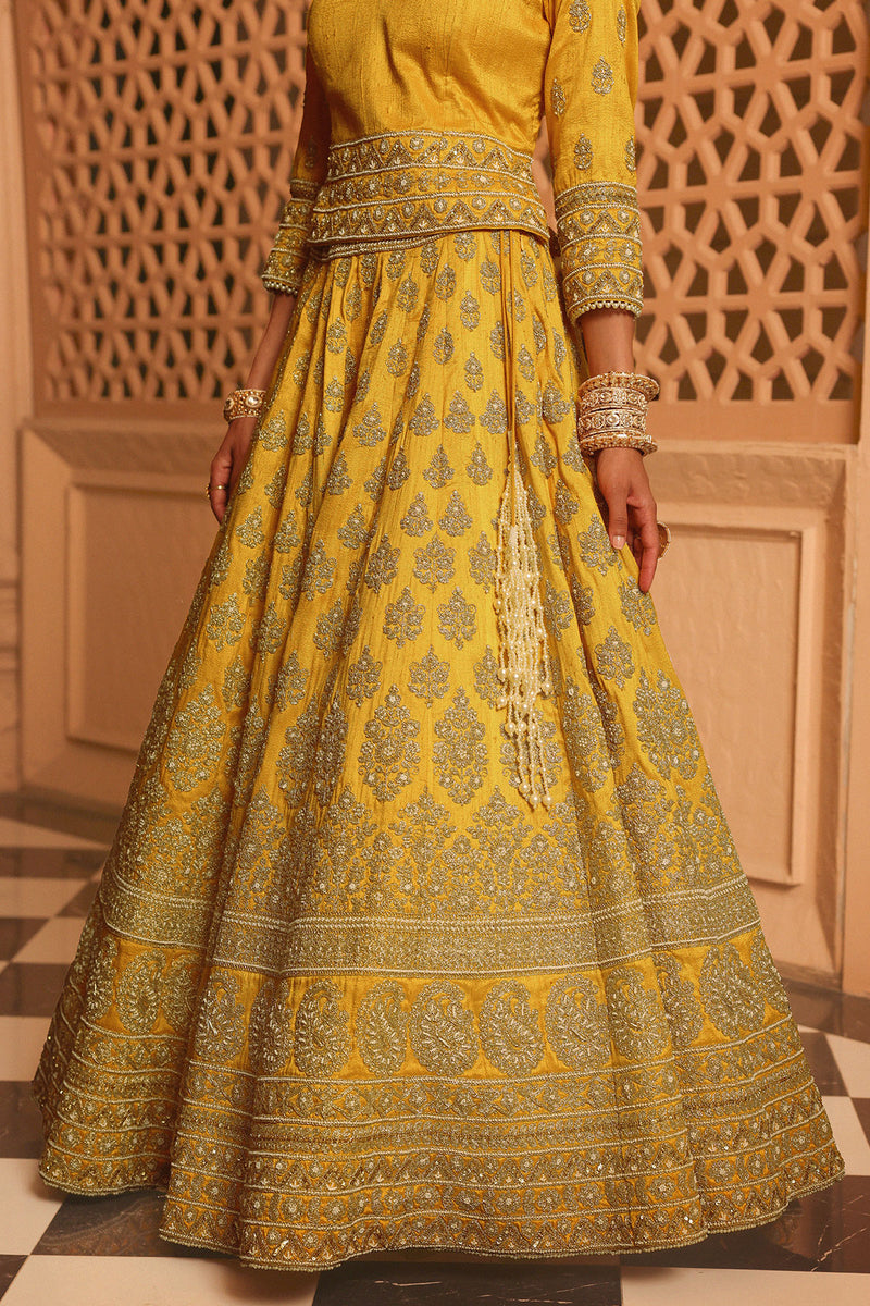 Noorali - Mustard Lehenga with Choli and Dupatta
