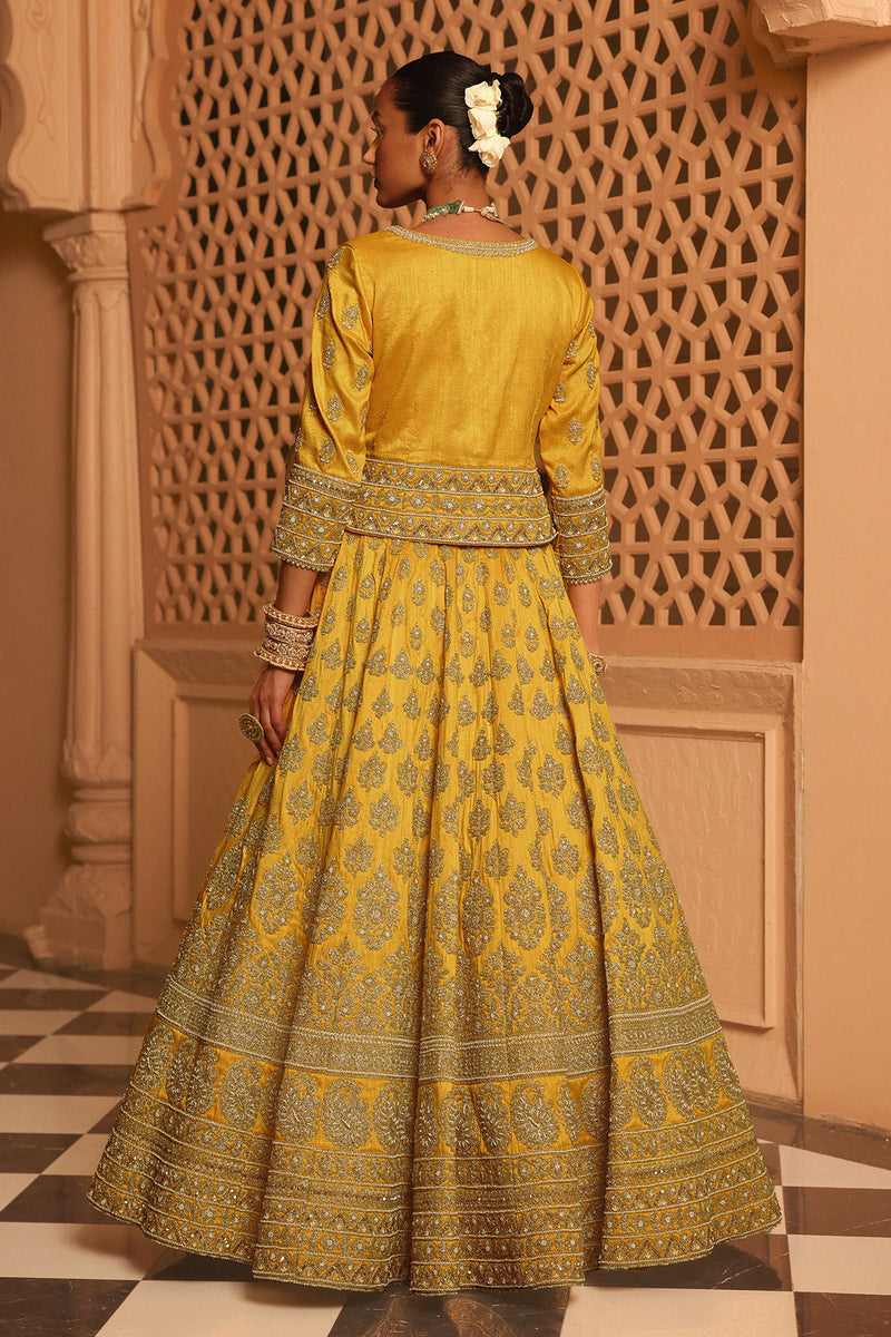 Noorali - Mustard Lehenga with Choli and Dupatta