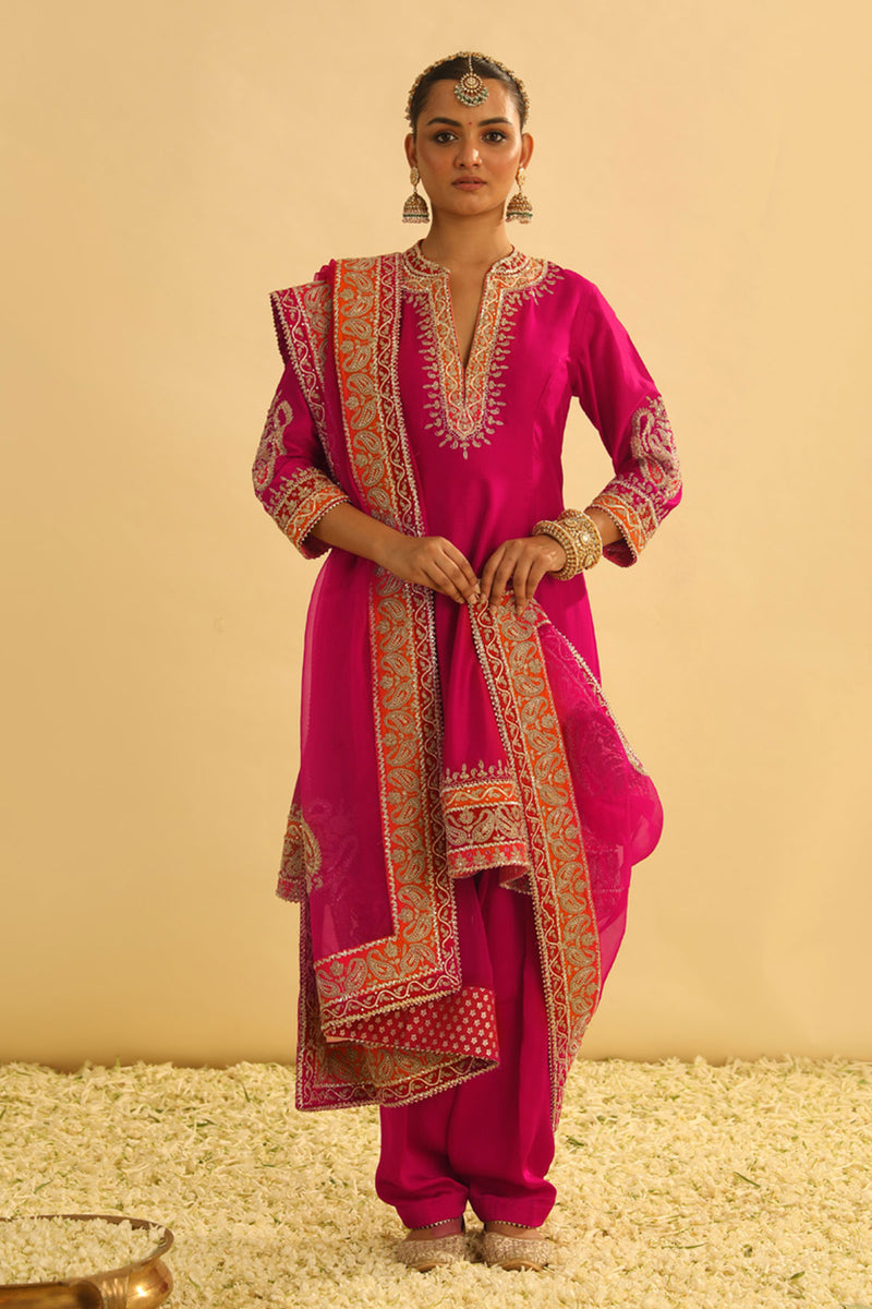 Rayana - Hotpink A-line Kurta with Salwar & Dupatta