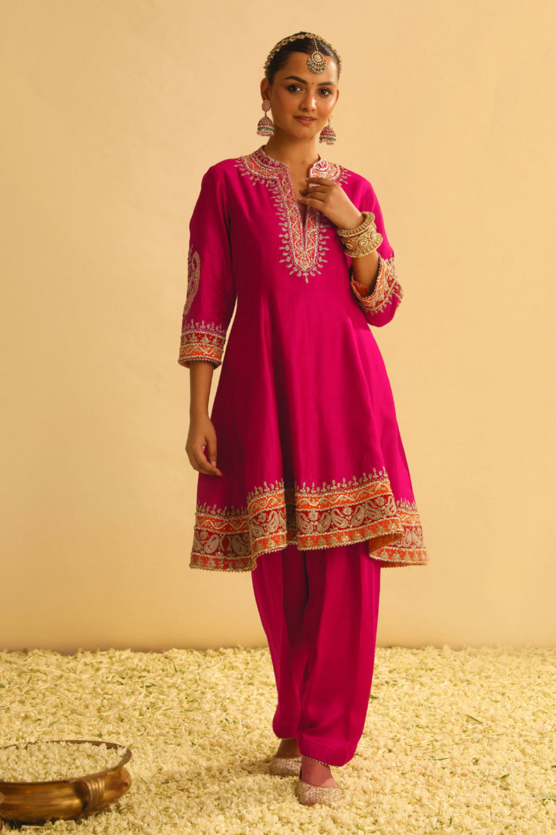 Rayana - Hotpink A-line Kurta with Salwar & Dupatta