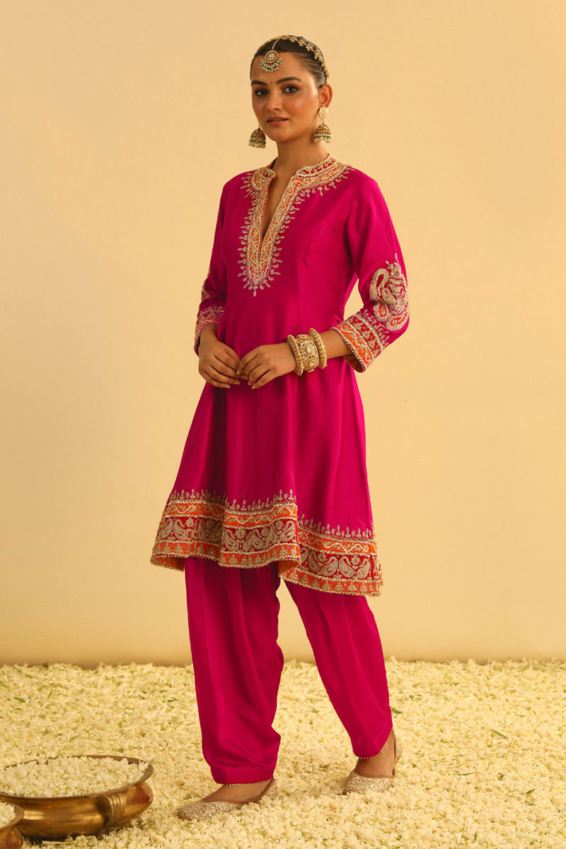 Rayana - Hotpink A-line Kurta with Salwar & Dupatta