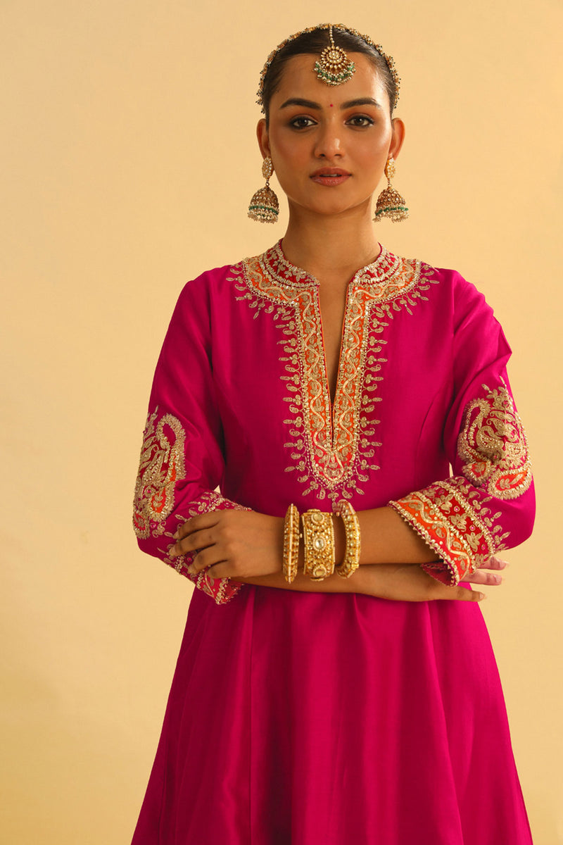 Rayana - Hotpink A-line Kurta with Salwar & Dupatta