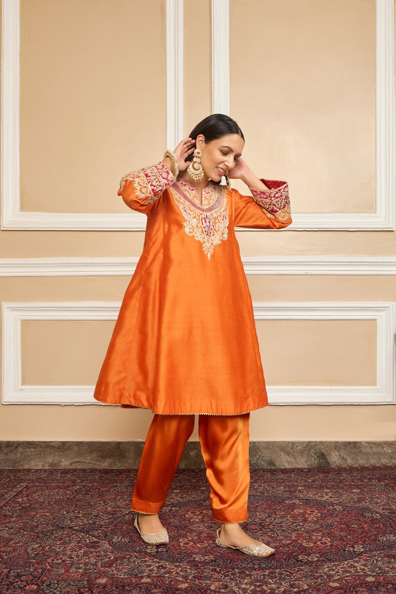 Vriti Malhotra IN MEHRISH - ORANGE SHORT KALIDAAR CHOGA WITH SALWAR