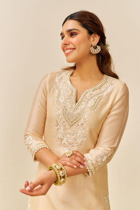 Haniya - Short Kurta With Salwar (Beige)