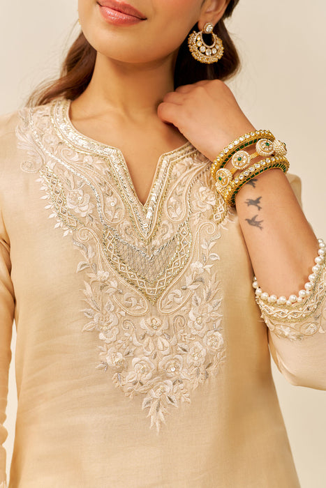 Haniya - Short Kurta With Salwar (Beige)