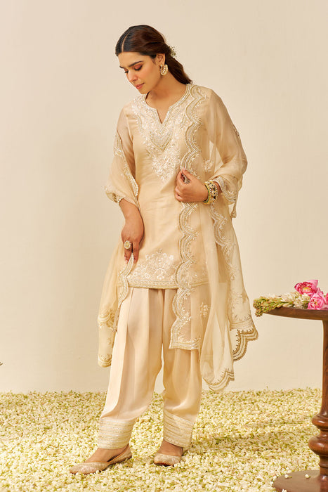Haniya - Short Kurta With Salwar (Beige)