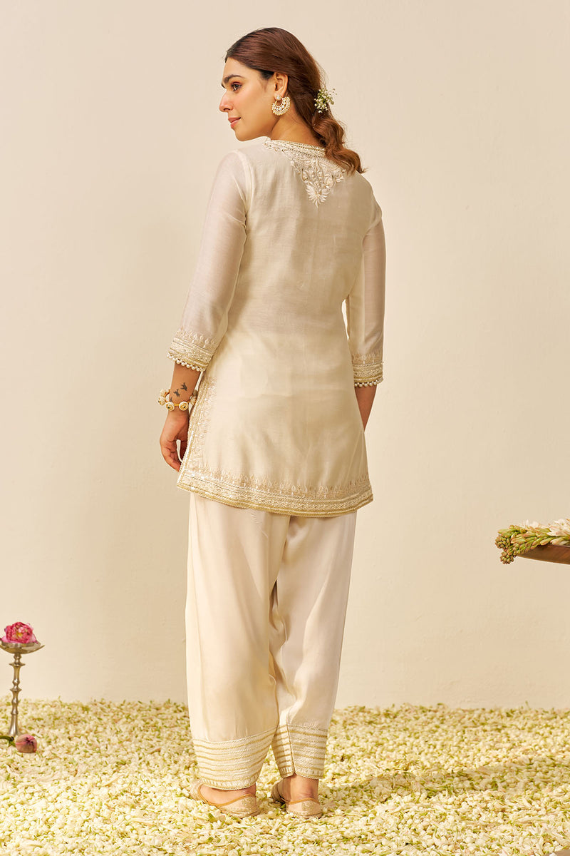 Sara - Short Kurta With  Salwar (Daisy Ivory)