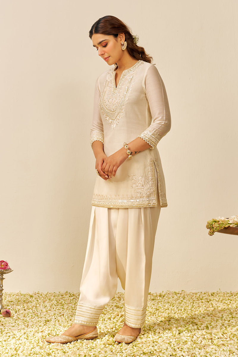 Sara - Short Kurta With  Salwar (Daisy Ivory)