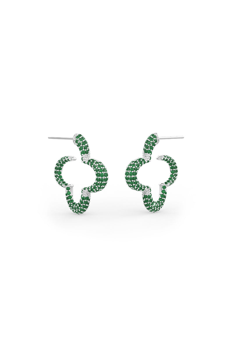 Mini Bella hoop earrings in emerald green.