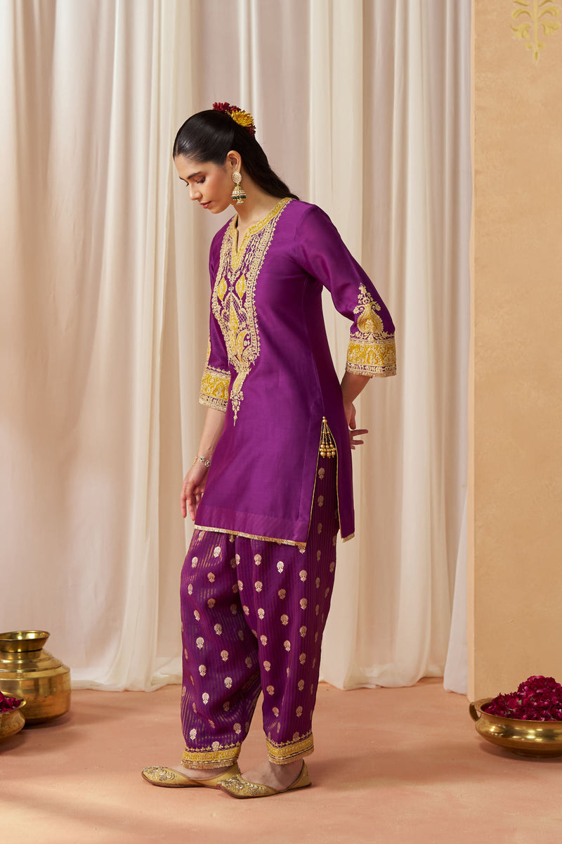 Adeela Deep Purple Kurta with Salwar and Dupatta