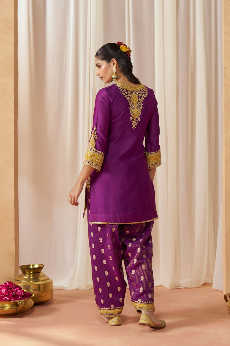 Adeela Deep Purple Kurta with Salwar and Dupatta