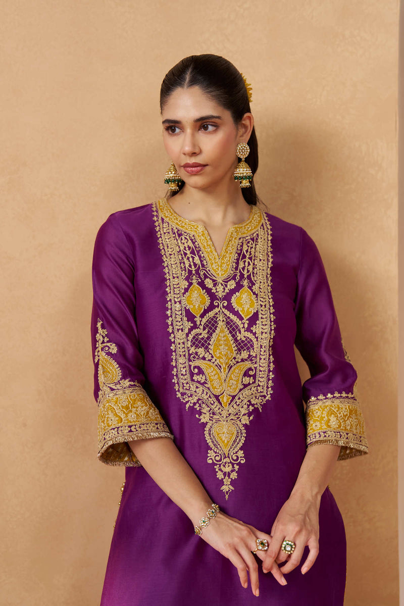 Adeela Deep Purple Kurta with Salwar and Dupatta