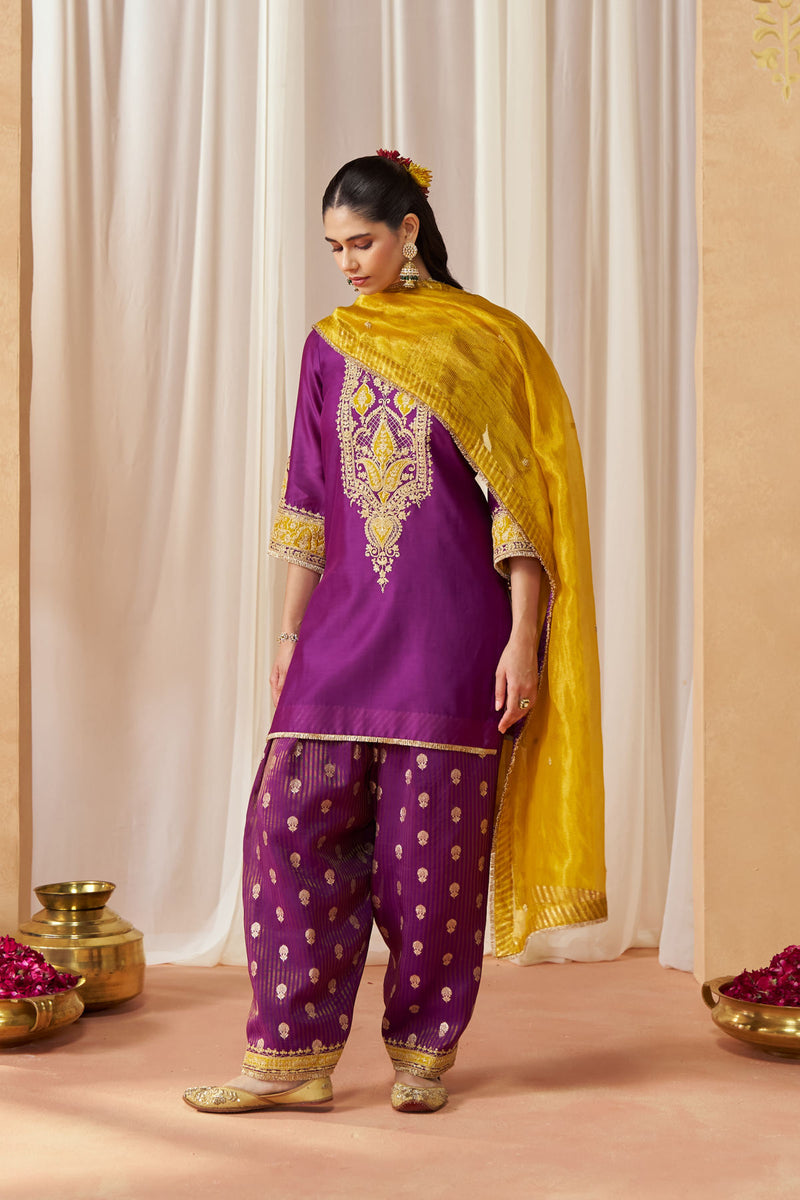 Adeela Deep Purple Kurta with Salwar and Dupatta