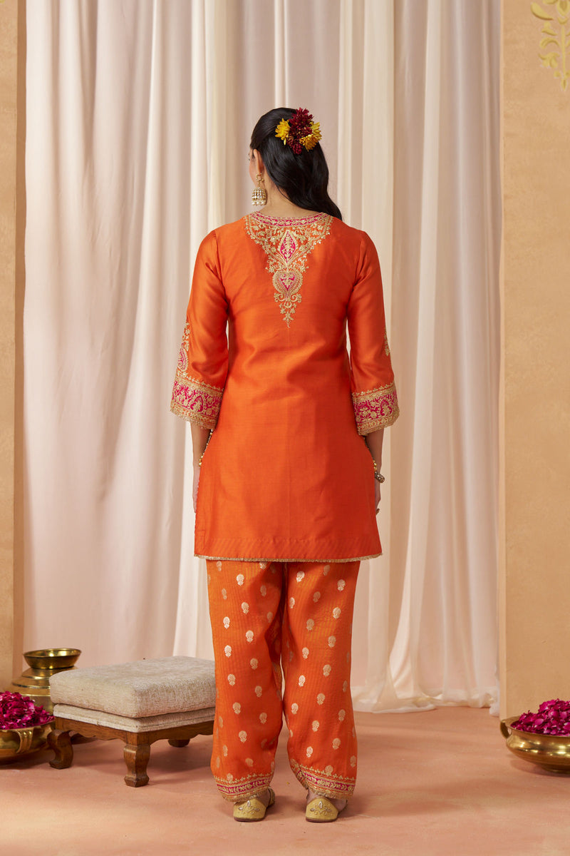 Adeela Burnt Orange Kurta with Salwar and Dupatta