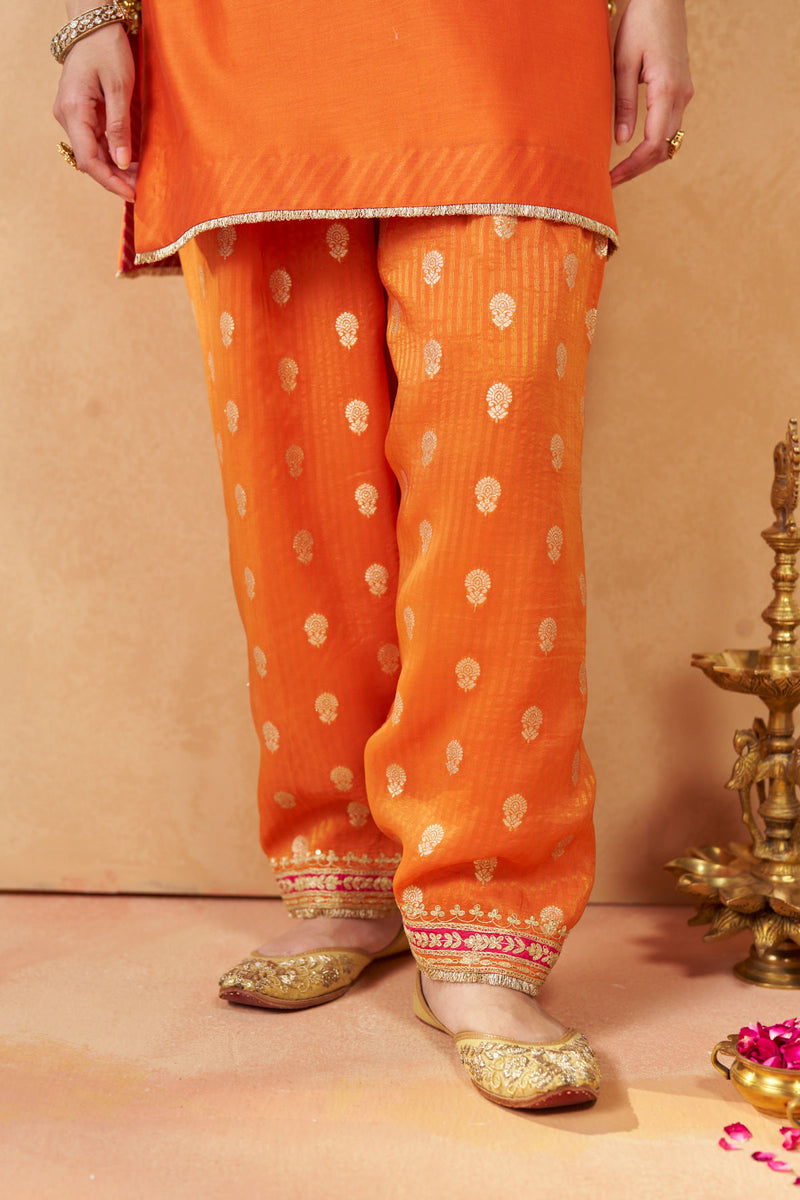 Adeela Burnt Orange Kurta with Salwar and Dupatta