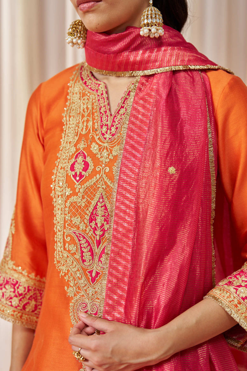 Adeela Burnt Orange Kurta with Salwar and Dupatta