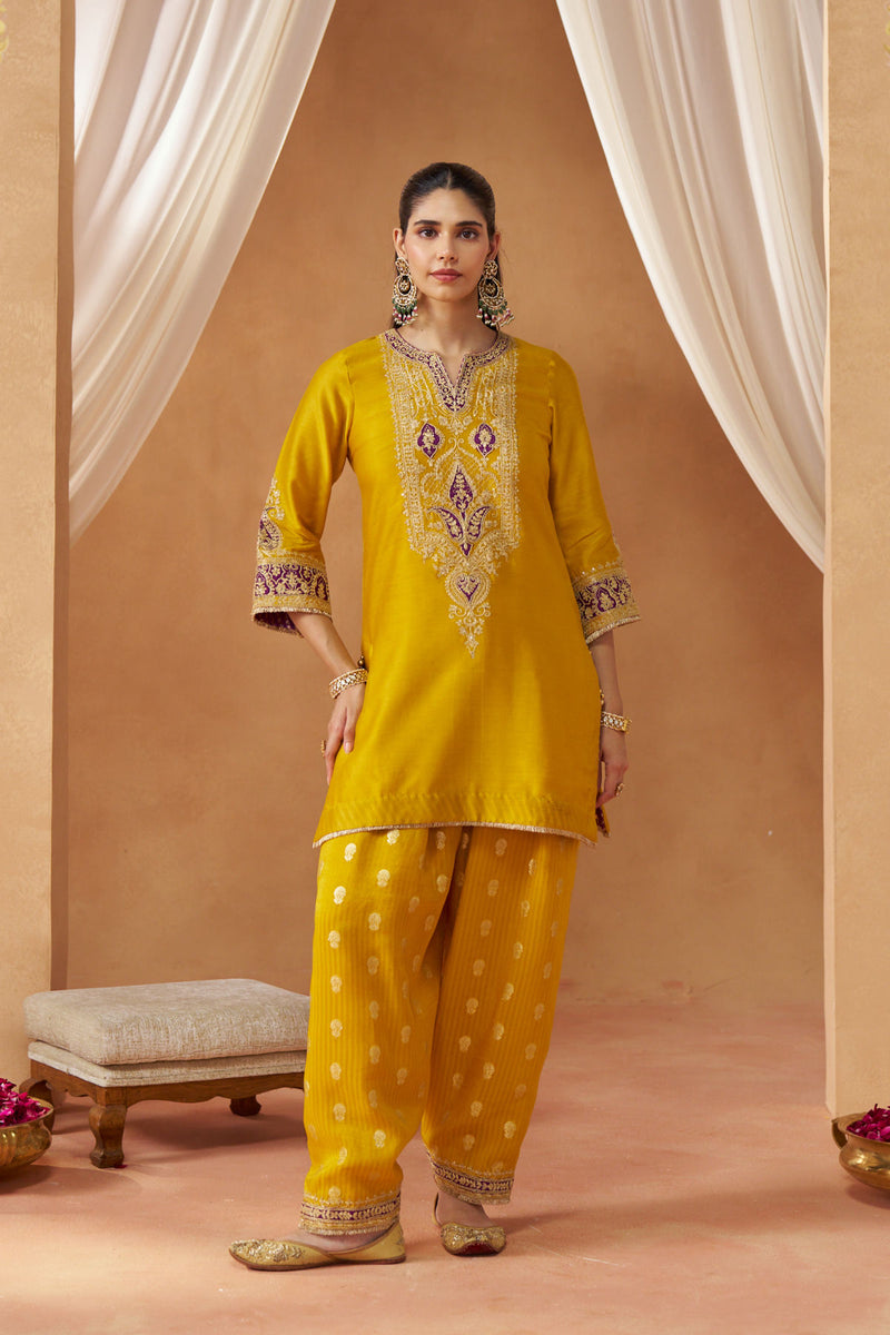 Adeela Mustard Kurta with Salwar and Dupatta