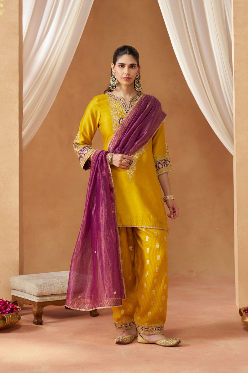 Adeela Mustard Kurta with Salwar and Dupatta
