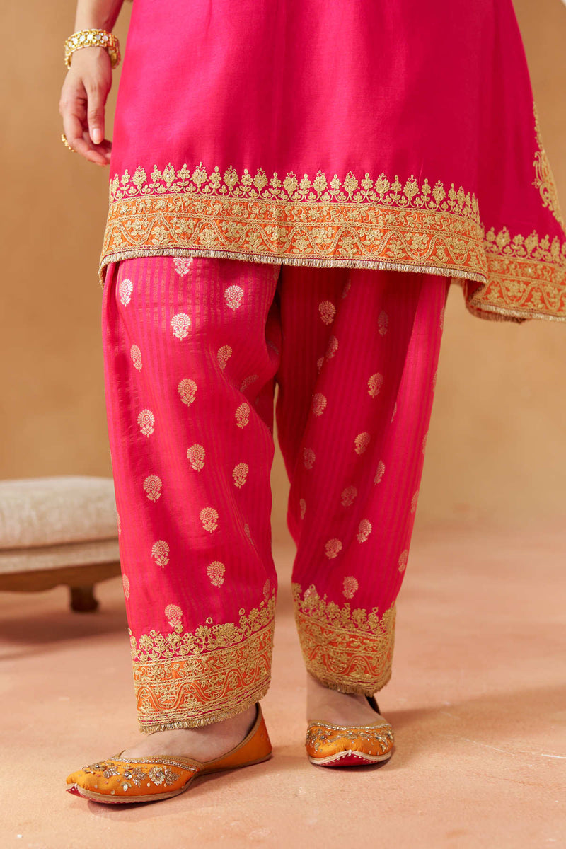 Zeenal Hotpink A Line Kaaftan with Salwar with Dupatta
