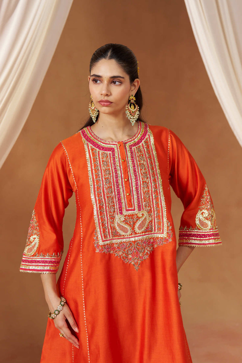 Daneen burnt orange chauga with salwar