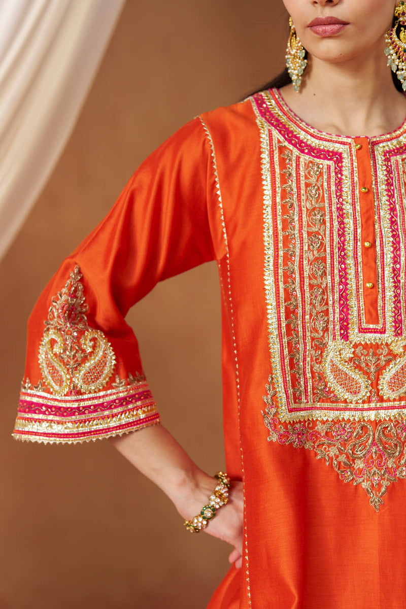 Daneen burnt orange chauga with salwar