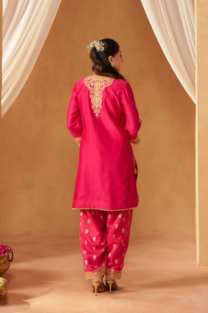 Adeela Hotpink Kurta with Salwar and Dupatta