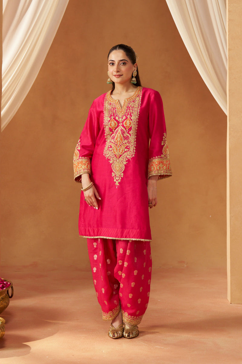Adeela Hotpink Kurta with Salwar and Dupatta