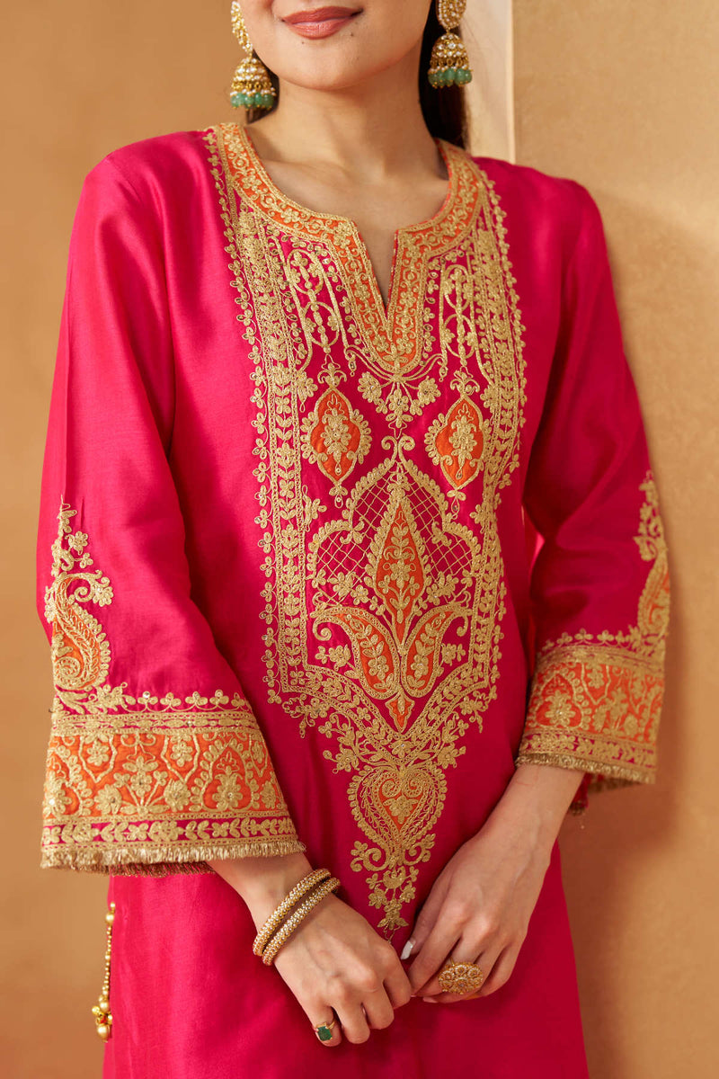 Adeela Hotpink Kurta with Salwar and Dupatta