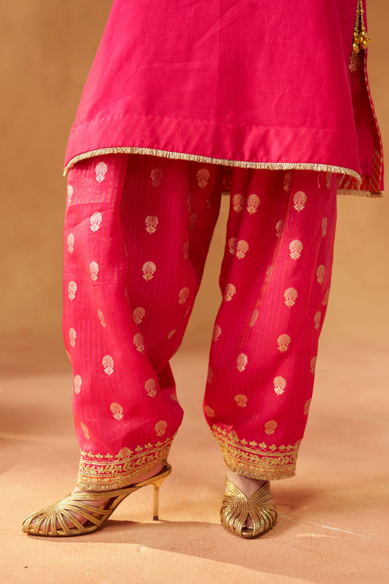 Adeela Hotpink Kurta with Salwar and Dupatta