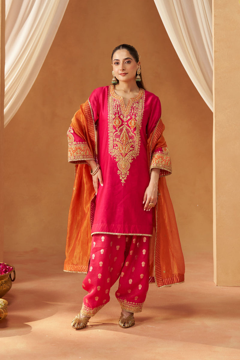 Adeela Hotpink Kurta with Salwar and Dupatta