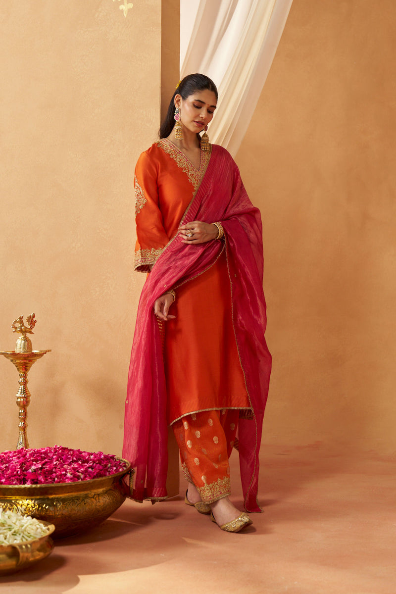 Liana Burnt Chauga with Salwar and Dupatta