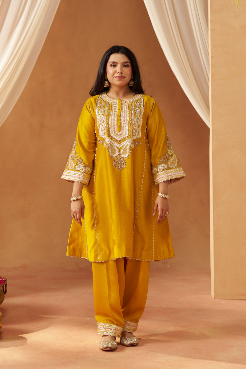 Zimal mustard chauga with salwar