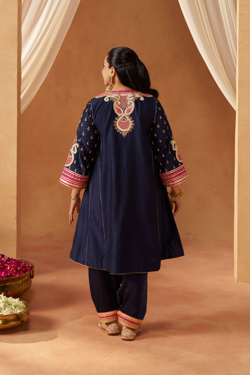 Riva deep blue chauga with salwar and dupatta