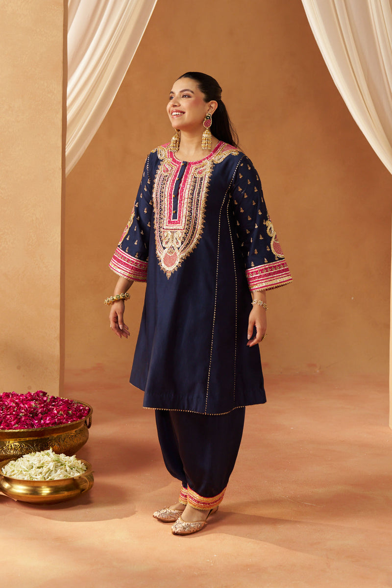 Riva deep blue chauga with salwar and dupatta