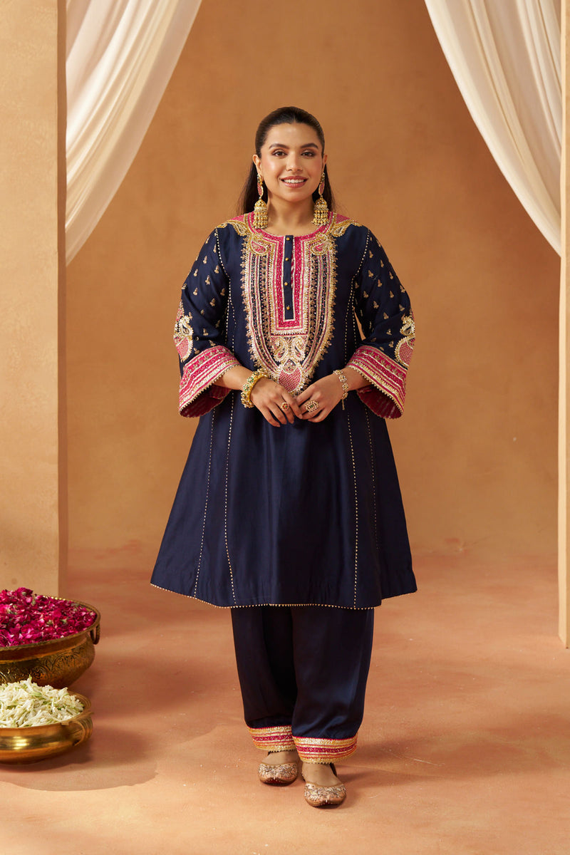Riva deep blue chauga with salwar