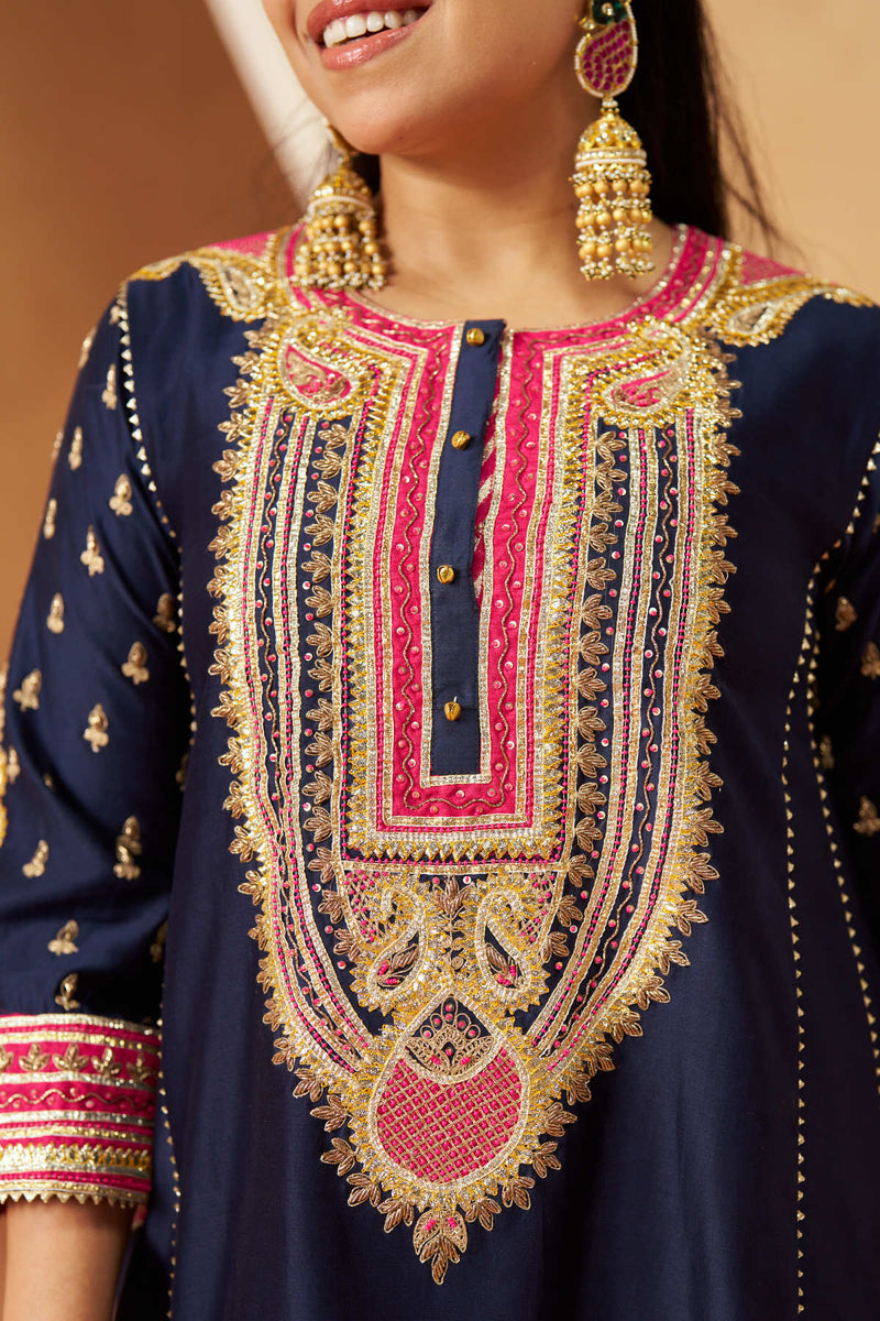 Riva deep blue chauga with salwar and dupatta