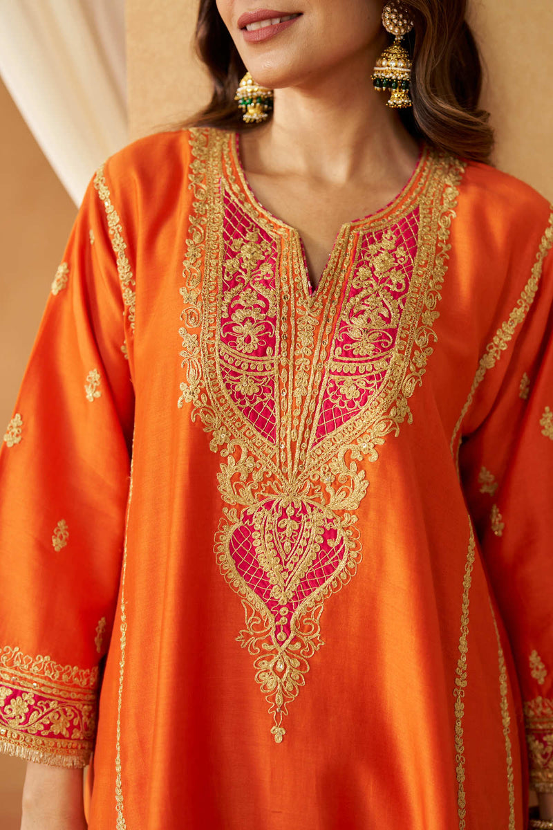 Maahgul Burnt Orange Kalidaar Chauga with Salwar with Dupatta