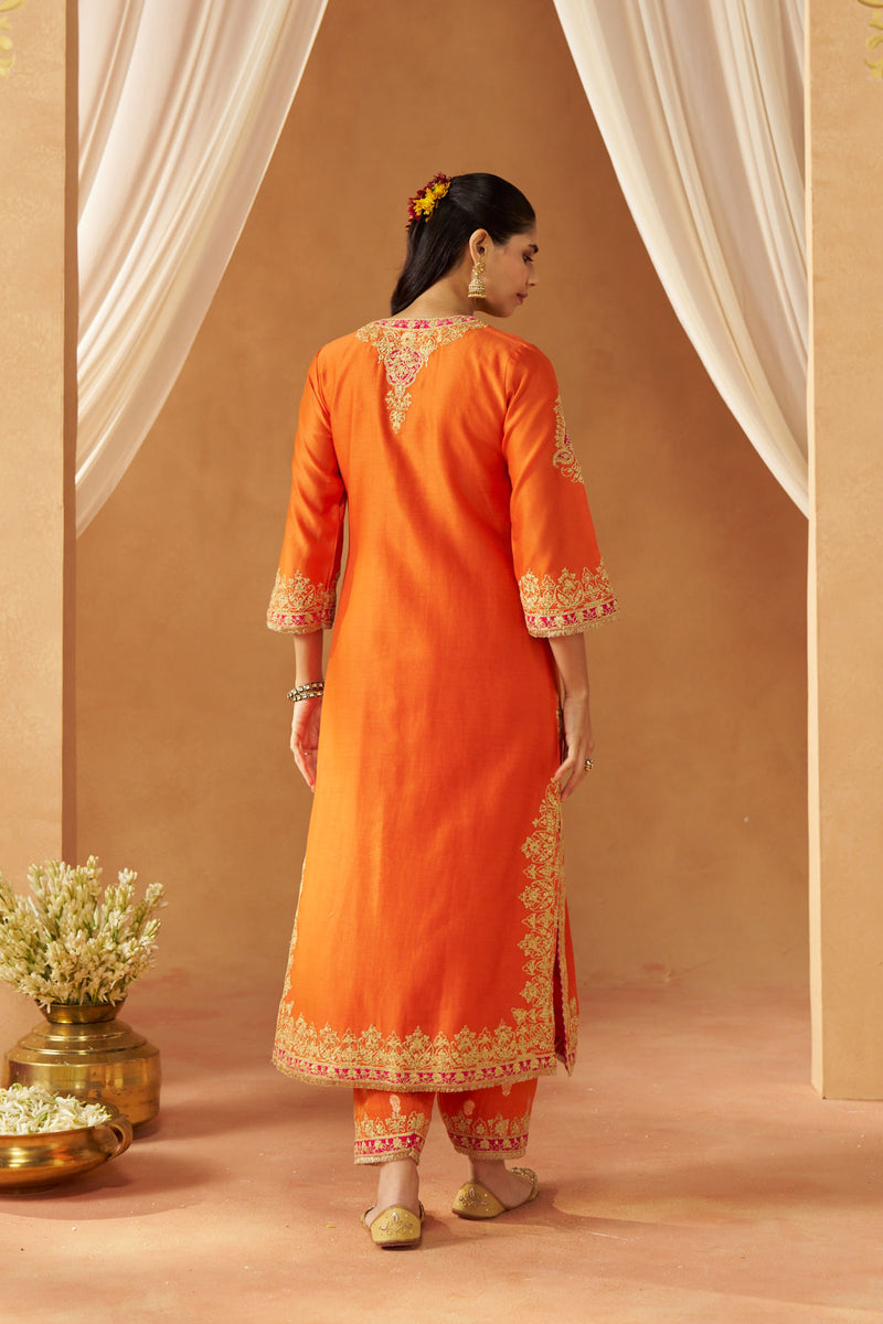 Mubina Burnt Orange Kurta with Salwar and Dupatta