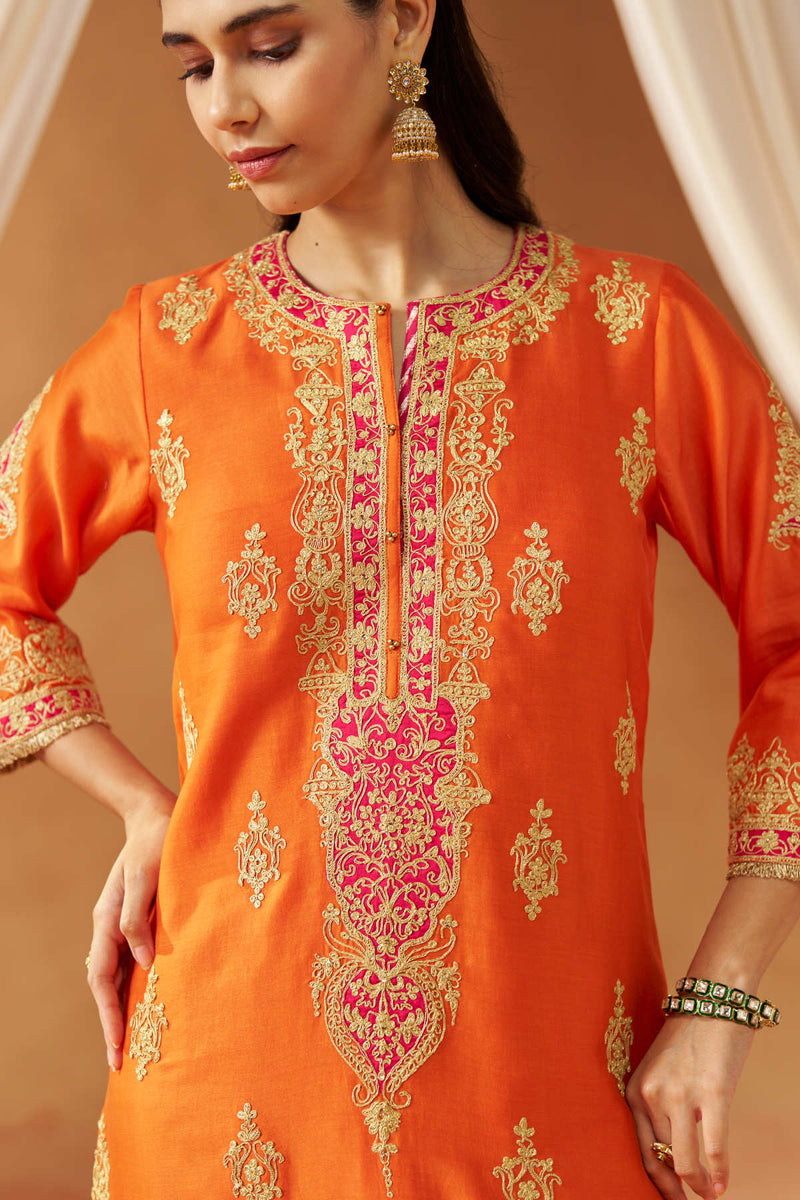 Mubina Burnt Orange Kurta with Salwar and Dupatta