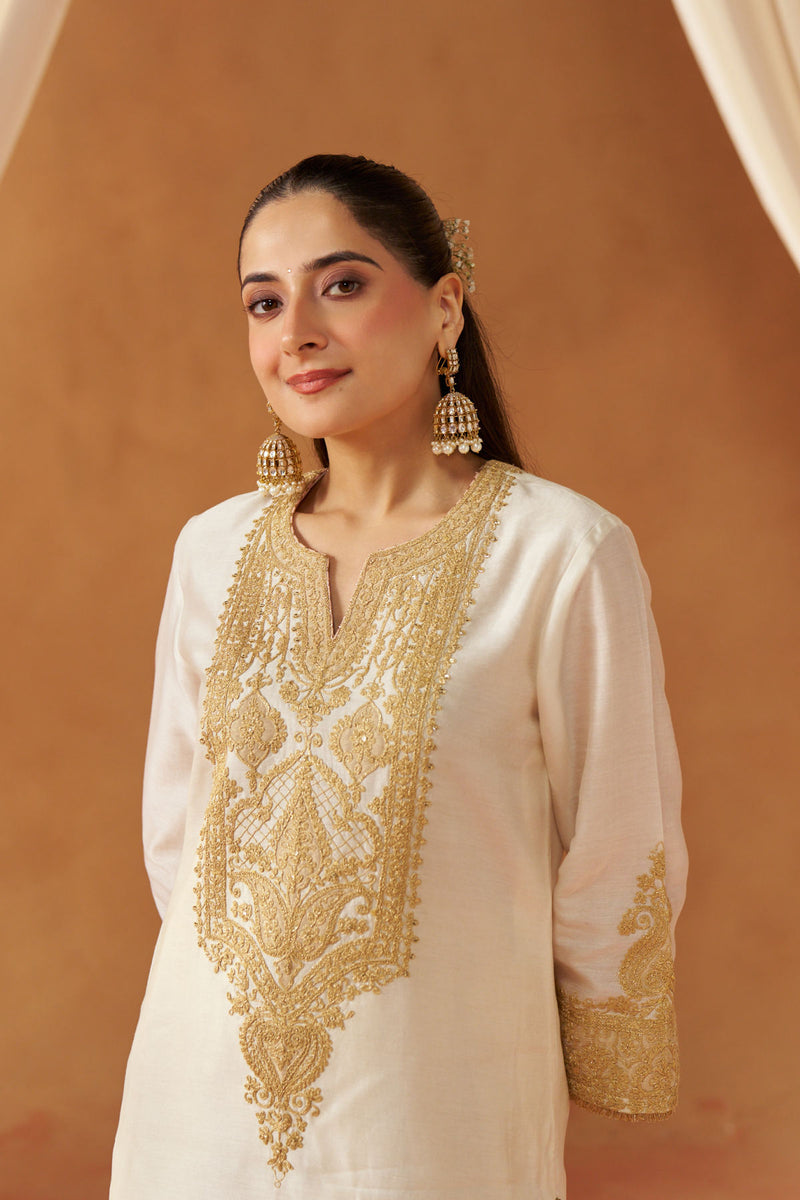 Adeela Daisy Ivory Kurta with Salwar and Dupatta