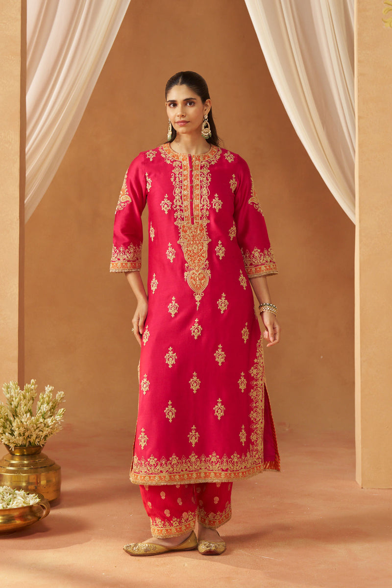Mubina Hotpink Kurta with Salwar and Dupatta