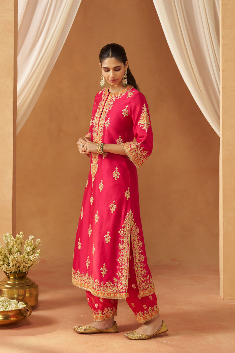 Mubina Hotpink Kurta with Salwar and Dupatta