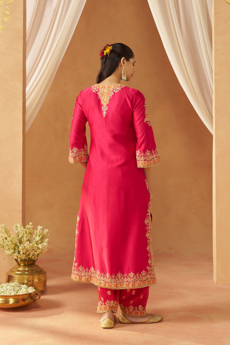 Mubina Hotpink Kurta with Salwar and Dupatta
