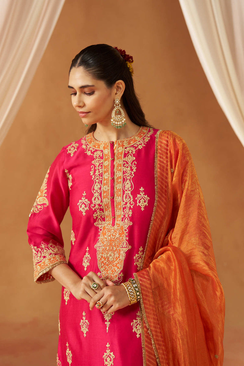 Mubina Hotpink Kurta with Salwar and Dupatta
