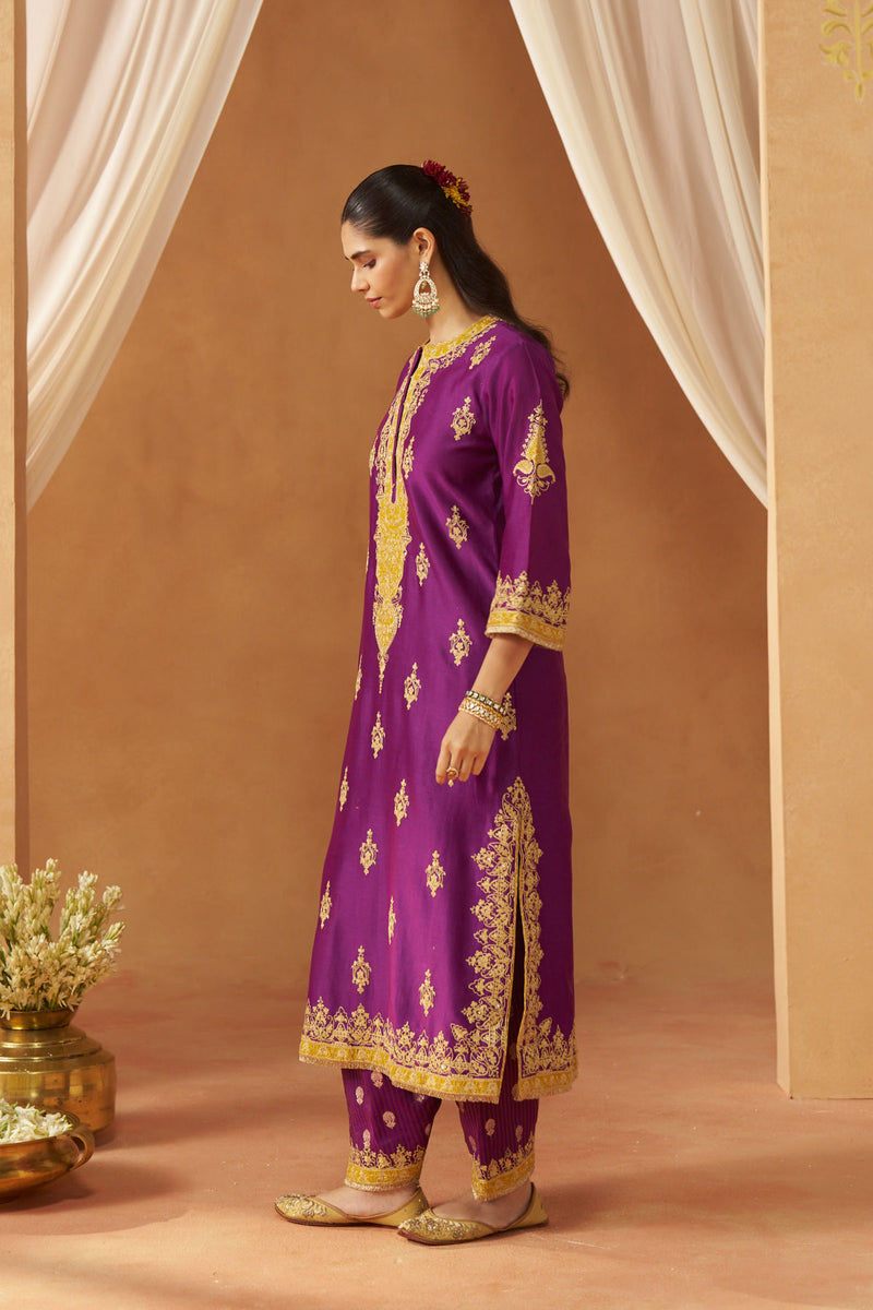 Mubina Deep Purple Kurta with Salwar and Dupatta