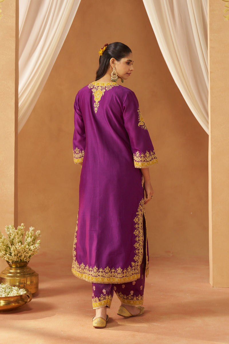 Mubina Deep Purple Kurta with Salwar and Dupatta