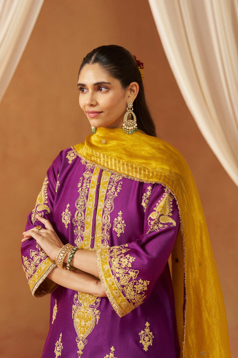 Mubina Deep Purple Kurta with Salwar and Dupatta
