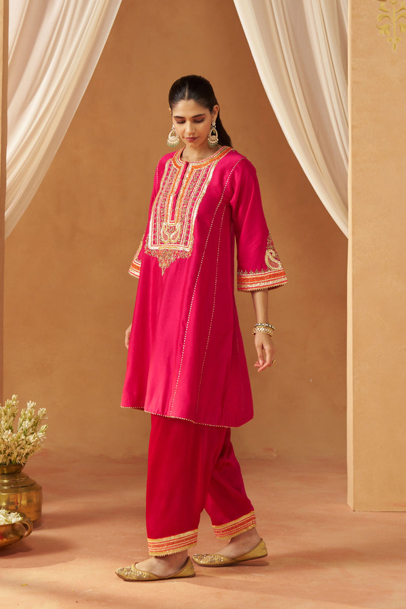 Daneen hotpink chauga with salwar and dupatta