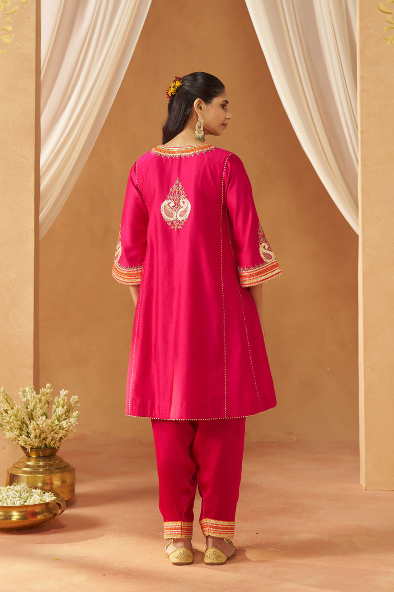 Daneen hotpink chauga with salwar and dupatta